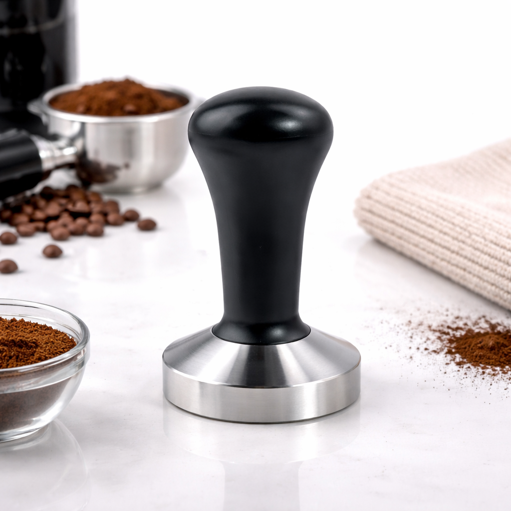 TAMPER PROFESIONAL DE 58MM ACERO INOX, MANIJA NEGRA, ENVIO GRATIS