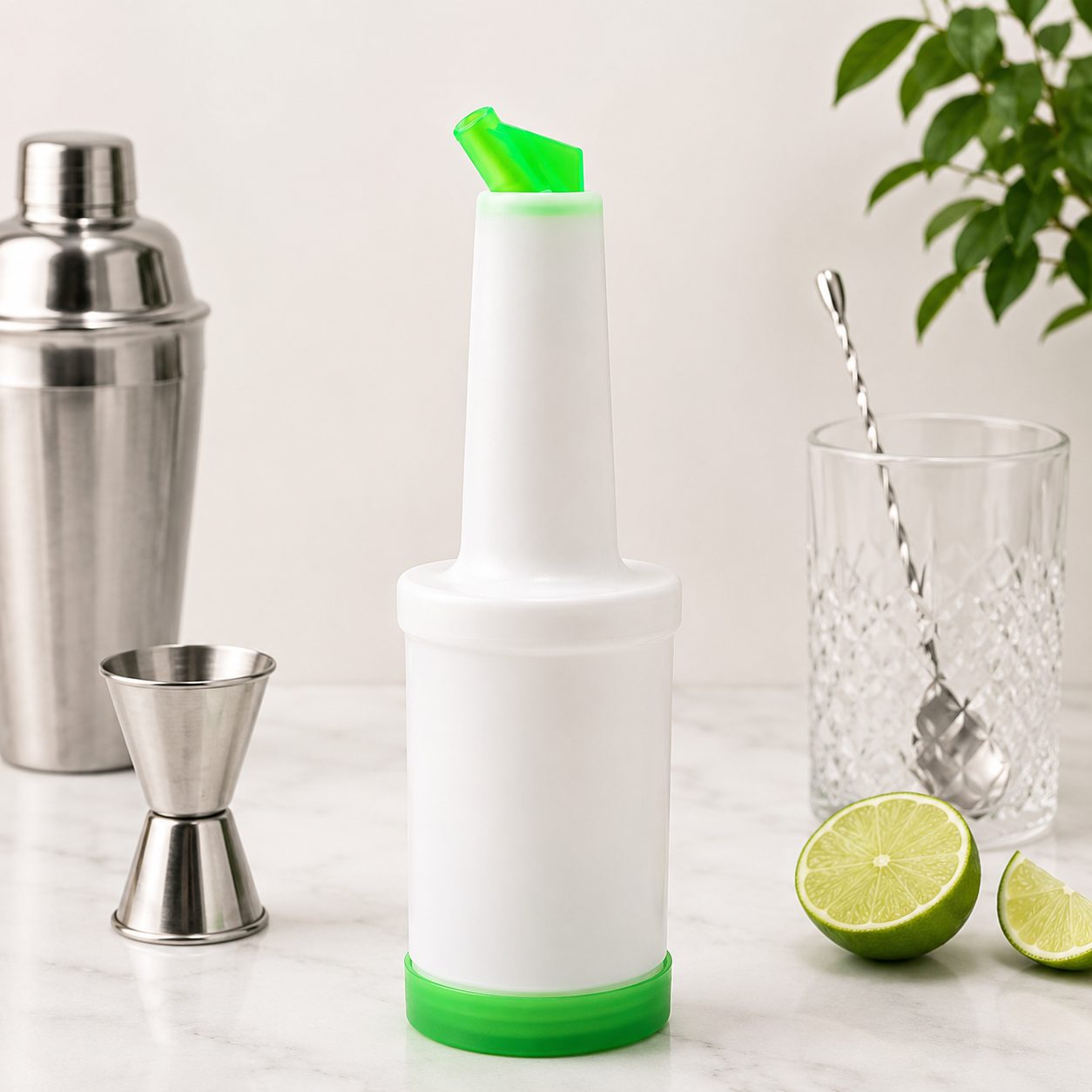 CAJA DE 24 CONTENEDORES/VERTEDORES DE JUGOS PARA BAR 1 L, PLÁSTICO, COLOR VERDE, ENVIO GRATIS