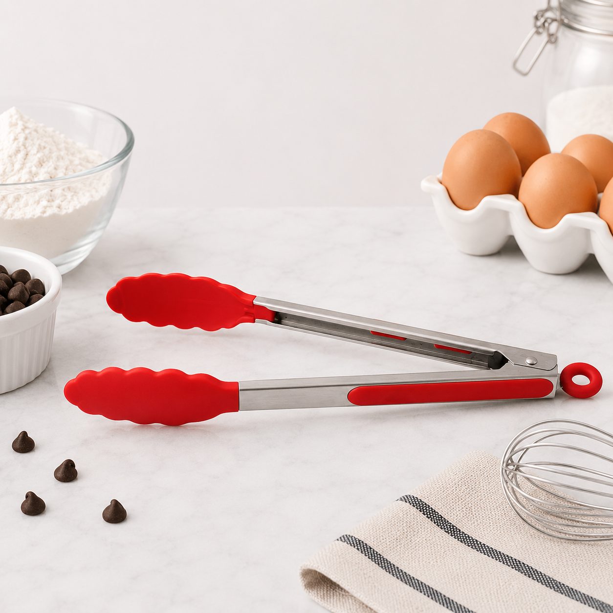 CAJA DE 48 PINZA SILICON Y AC. INOX 12" COLOR ROJO, ENVIO GRATIS